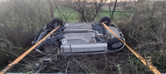 Τροχαίο ατύχημα: Βγήκε εκτός δρόμου για να μην πατήσει σκύλο που πετάχτηκε μπροστά της (φωτο)