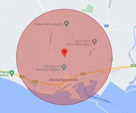 29 κεραίες κινητής στην Αλεξανδρούπολη, μόνο μέσα στον κύκλο του χάρτη.