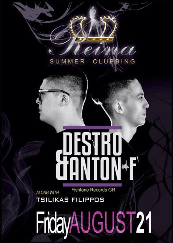 Θα τα "σπάσουν" οι Destro & Anton-F την Παρασκευή στο Reina Summer Club