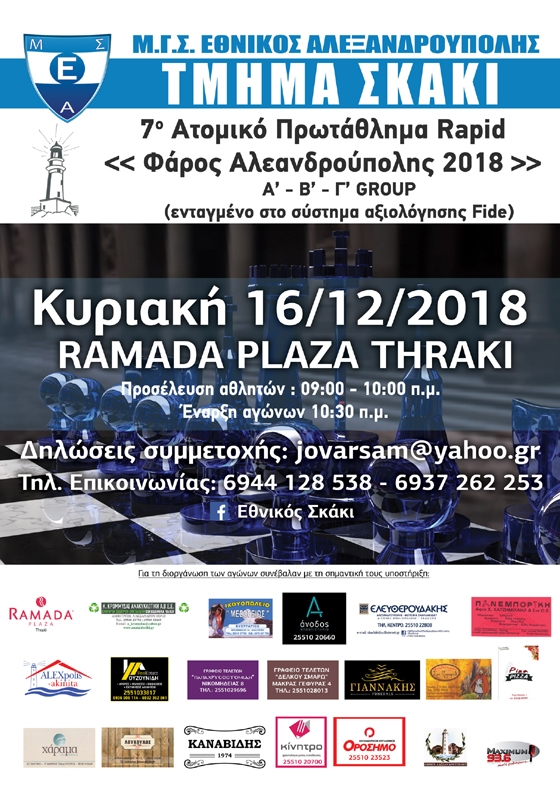 7ο Τουρνουά Γρήγορου Σκακιού (Rapid) στην Αλεξανδρούπολη