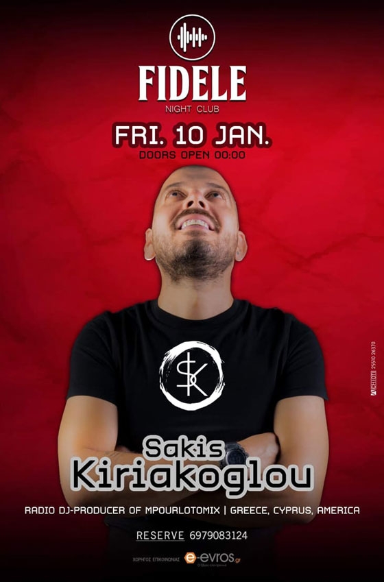 O Sakis Kiriakoglou την Παρασκευή στα decks του Fidele night club