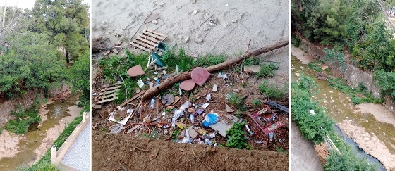Κάθε είδους σκουπίδια και βλάστηση μέσα στην κοίτη του Ρέματος Βανικιώτη στην Αλεξανδρούπολη.