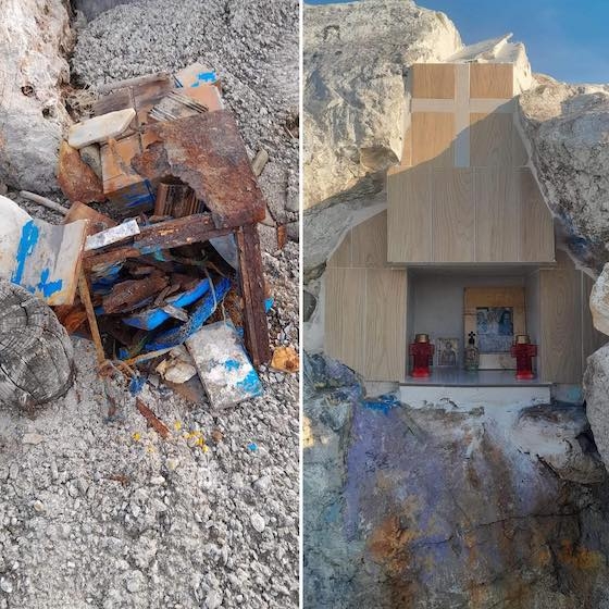 Το πριν και το μετά από το εικονοστάσι του Άη Νικόλα.