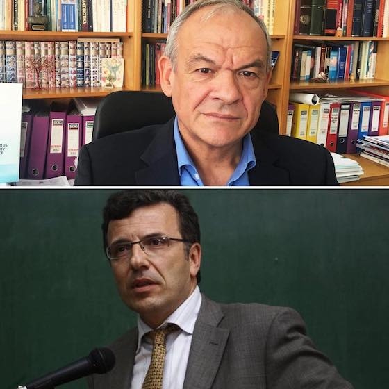 Ο Καθηγητής Φαρμακολογίας και Πρόεδρος του Εθνικού Οργανισμού Φαρμάκων κ. Ευάγγελος Μανωλόπουλος, και ο Καθηγητής Διοίκησης και Οργάνωσης Υπηρεσιών Υγείας κ. Νικόλαος Πολύζος.