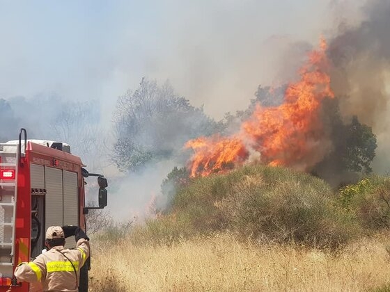 Έκρηξη νάρκης προκλήθηκε από τη φωτιά που έχει ξεσπάσει από το πρωί στην περιοχή των Λαγυνών του δήμου Σουφλίου.