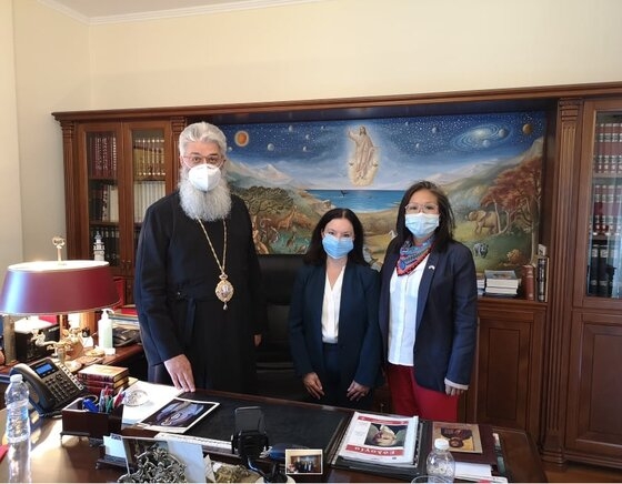 Ο Μητροπολίτης Αλεξανδρούπολης μαζί με τη Γενική Πρόξενο των Η.Π.Α. κ. Elizabeth K. Lee και την κ. Michele M. Siders.